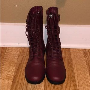 Rue 21 Burgundy Combat Boots